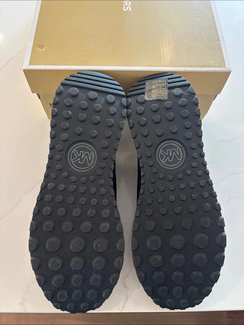 Michael Kors Kids Black Knit Slip-On Sneakers with Tiger-Print Accent